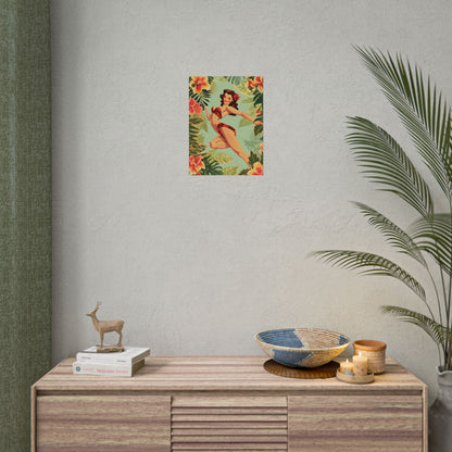 Vintage Retro Pin-Up Girl: Mid-Century Art Illustration - Poster