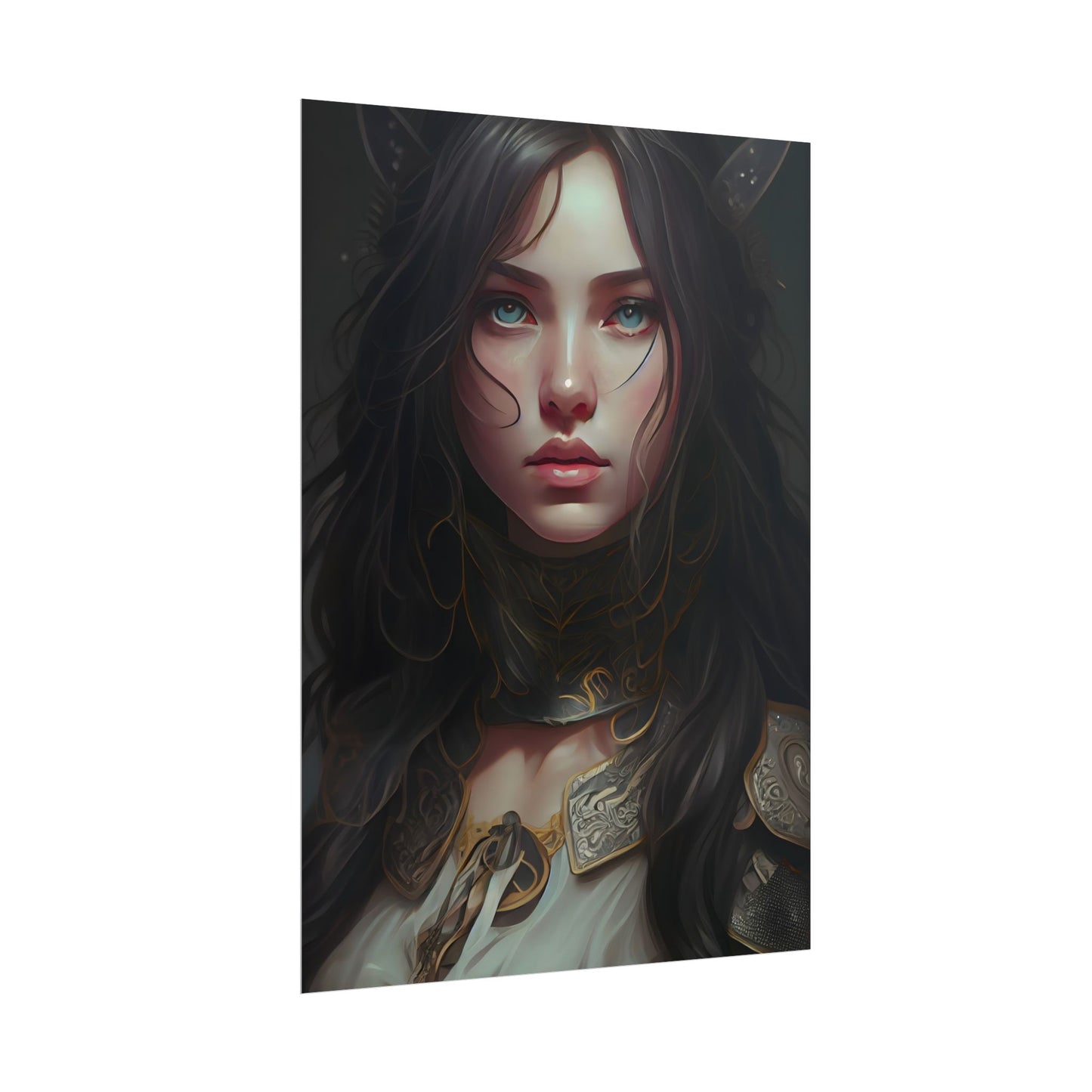 Vibrant Red Portrait: Dynamic Female Artwork - Poster