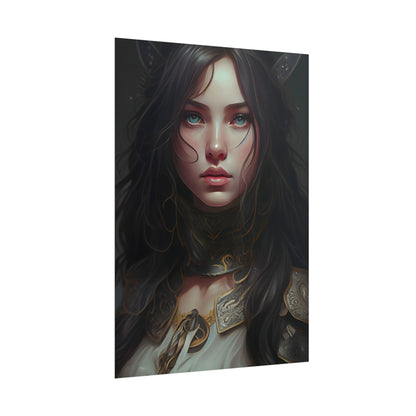 Vibrant Red Portrait: Dynamic Female Artwork - Poster