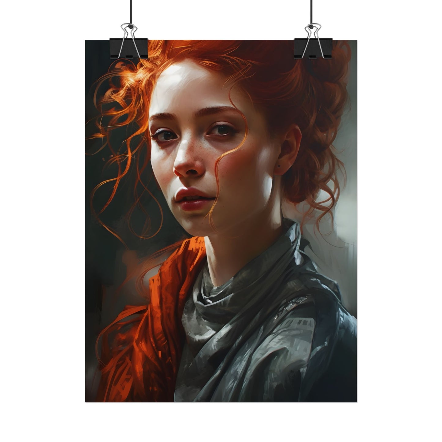 Astonishing Redhead Portrait: Neutral Expression Art - Poster