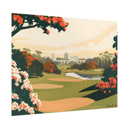 Retro Golf Illustration: Classic Course Art - Poster