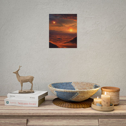 Peaceful Tatooine Sunset: Barren Desert Landscape - Poster