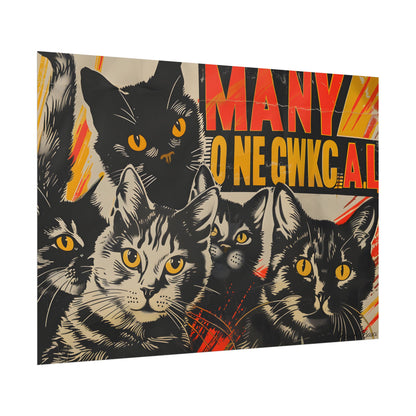 Red Cats in Soviet Motion: A Playful Poster Art - Poster