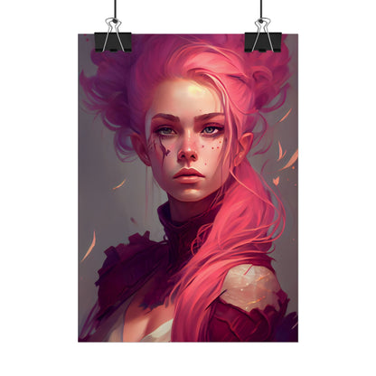 Enigmatic Portrait: Pink Hair in Darkness - Poster