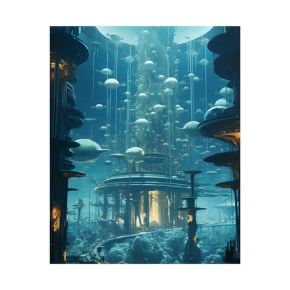 Underwater City of Tomorrow: Futuristic Urban Landscape Art - Poster
