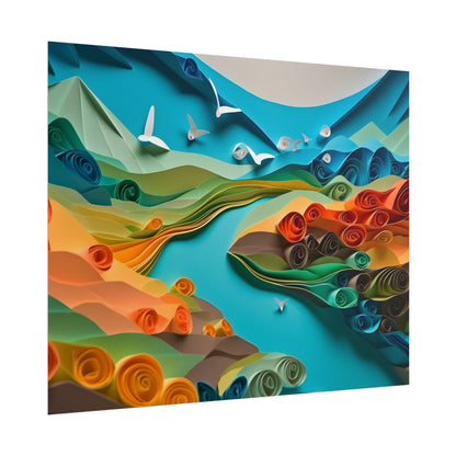 Magical Beach Paradise: Peaceful Paper Quilling Art - Poster