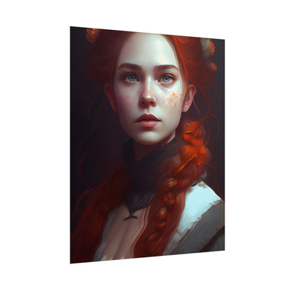 Astonishing Redhead Portrait: Elegant Young Woman in Dress - Poster