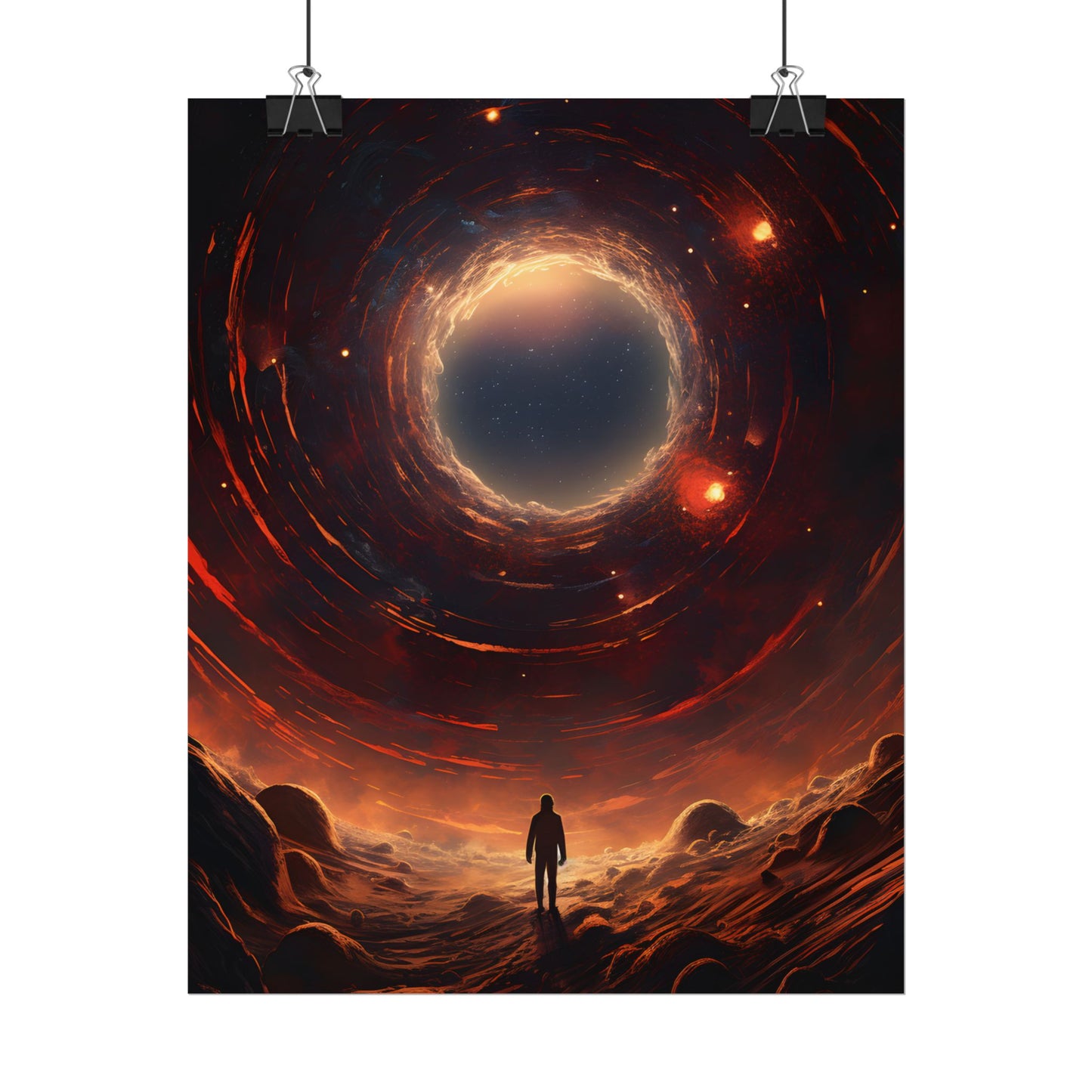 Black Hole Cosmic: A Realistic Digital Artwork of a Planet in Orbit - Poster