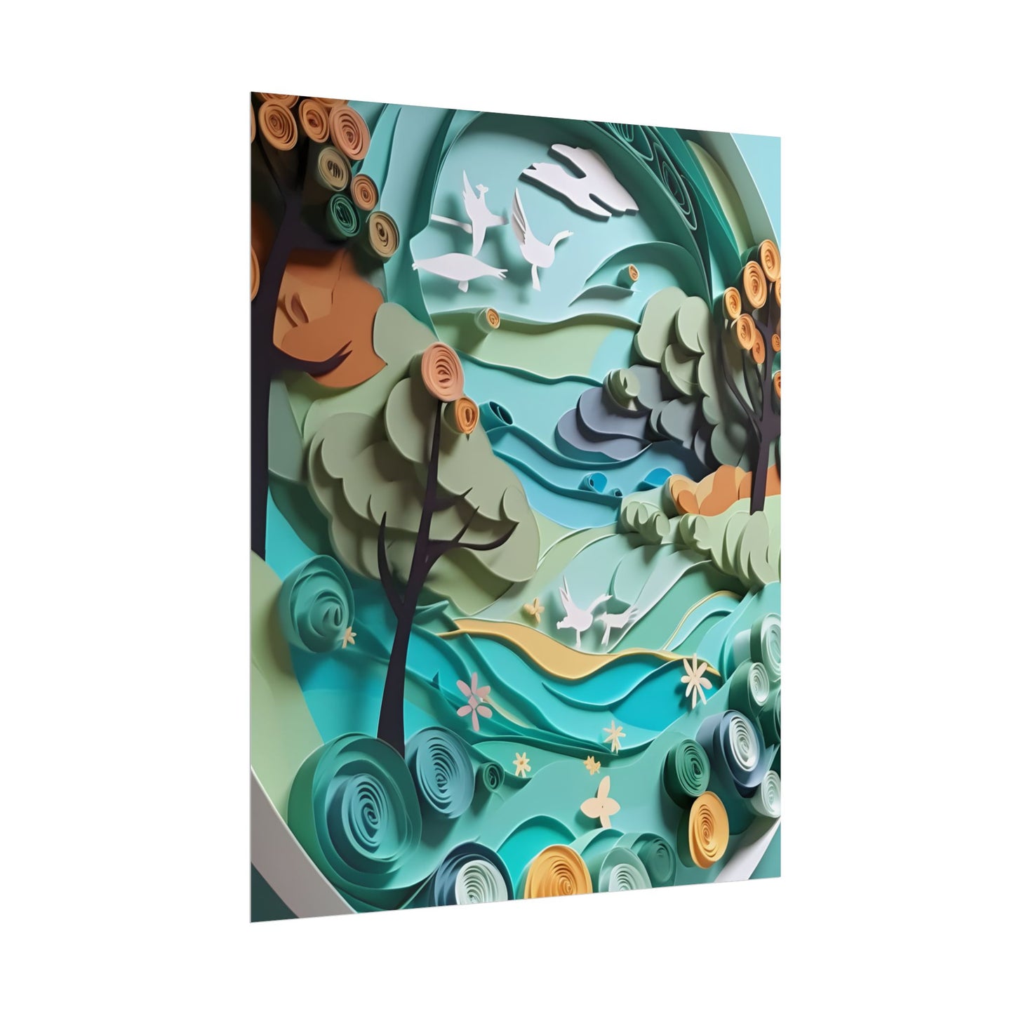 Eye-Catching Beach Landscape: Paper Quilling Art - Poster