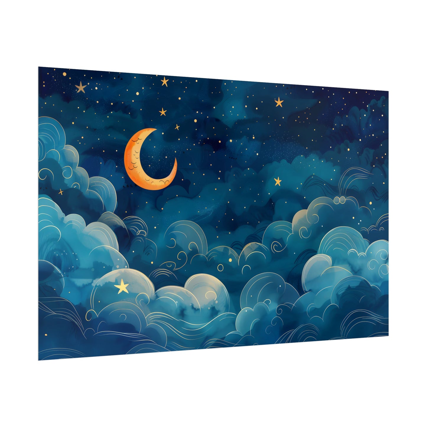 Whimsical Dreamy Night Sky: Small Town Illuminated by Pastel Stars - Poster