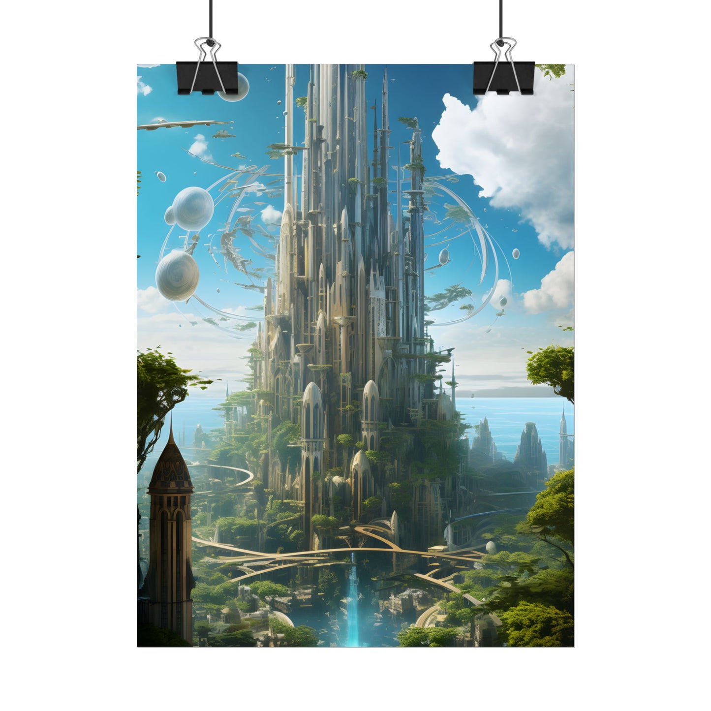 Breathtaking Floating City: Urban Waterways Digital Art - Poster