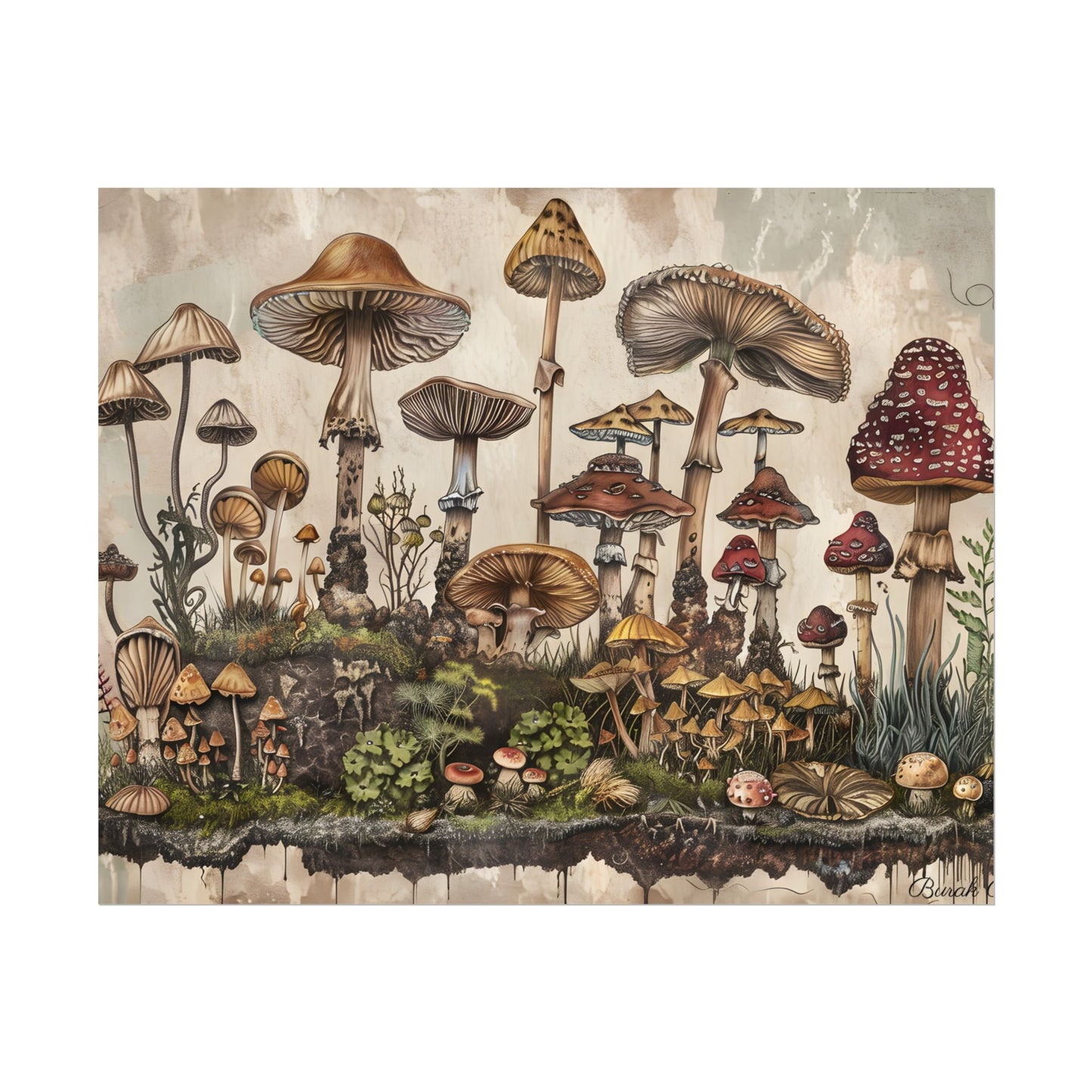 Vintage Mushroom Illustrations: A Collection of Unique Fungi - Poster