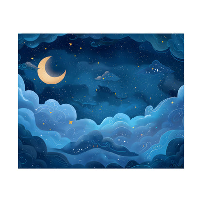 Whispers of a Whimsical Night Sky: Dreamy Celestial Artwork - Poster