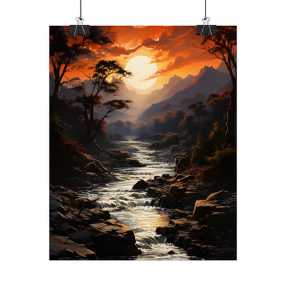 Breathtaking Waterfall: Impressionist Oil Painting in Serene Atmosphere - Poster