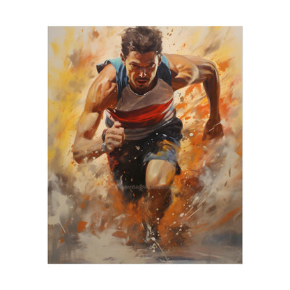 Passionate Athlete in Motion: Determined Sports Art - Poster