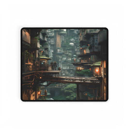 Steampunk Post-Apocalyptic Cityscape: Industrial Dreams & Urban Decay - Desk Mat