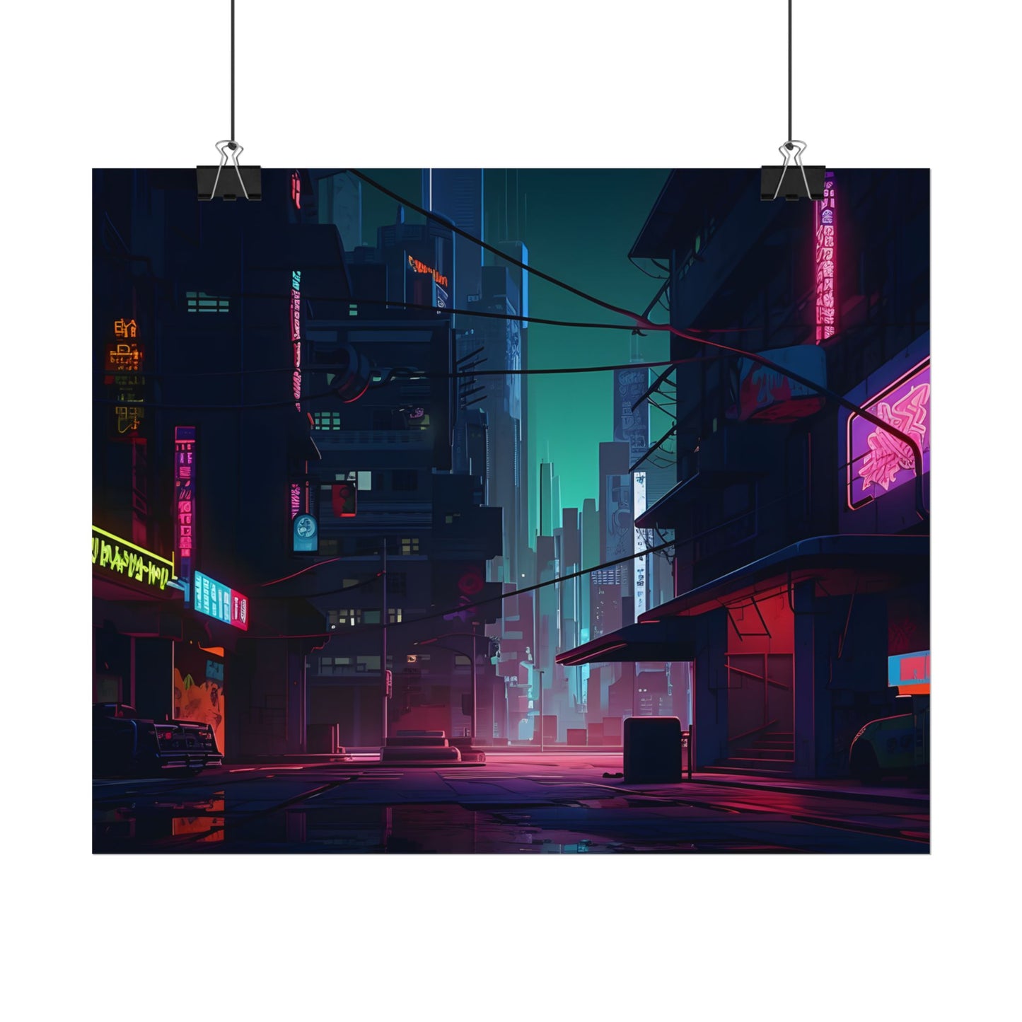Nightfall in Neo-City: A Melancholic Cyberpunk Scene - Poster