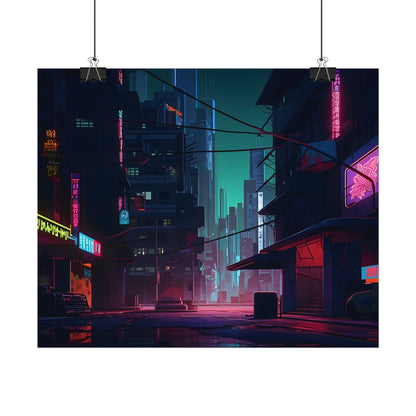 Nightfall in Neo-City: A Melancholic Cyberpunk Scene - Poster