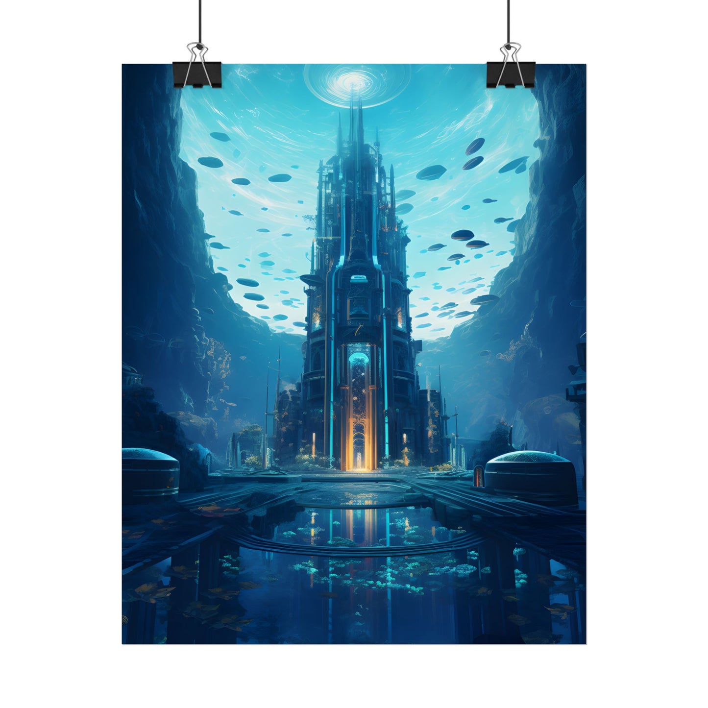 Dive into the Future: Submerged Metropol Underwater Cityscape - Poster