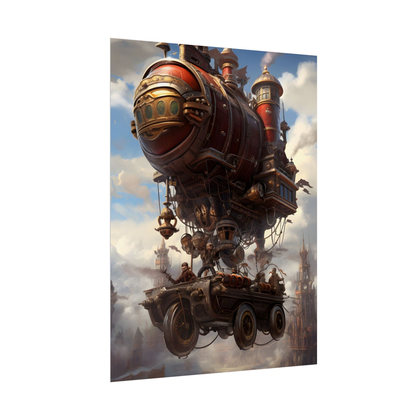 Steampunk Sky Liner Showdown: Vibrant Airship Race - Poster