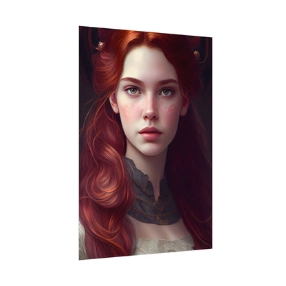 Beautiful Redhead Female Portrait: Classic Timeless Artwork - Poster