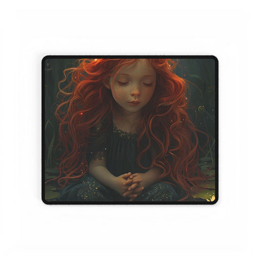 Sparkly Redhead Daydream: Young Girl Digital Art - Desk Mat
