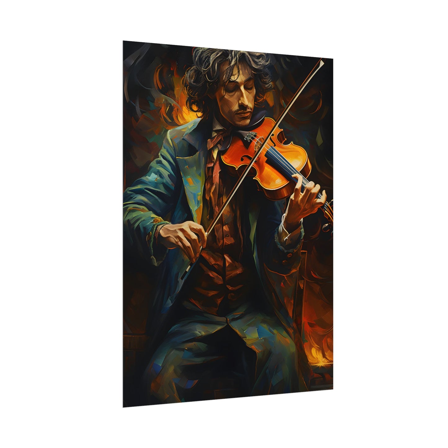 Mysterious Musician at Piano: Moody Portrait - Poster