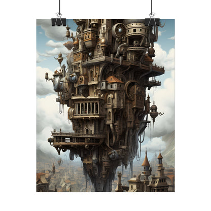 Steampunk Paris Cityscape: Colorful 19th Century Artwork - Poster