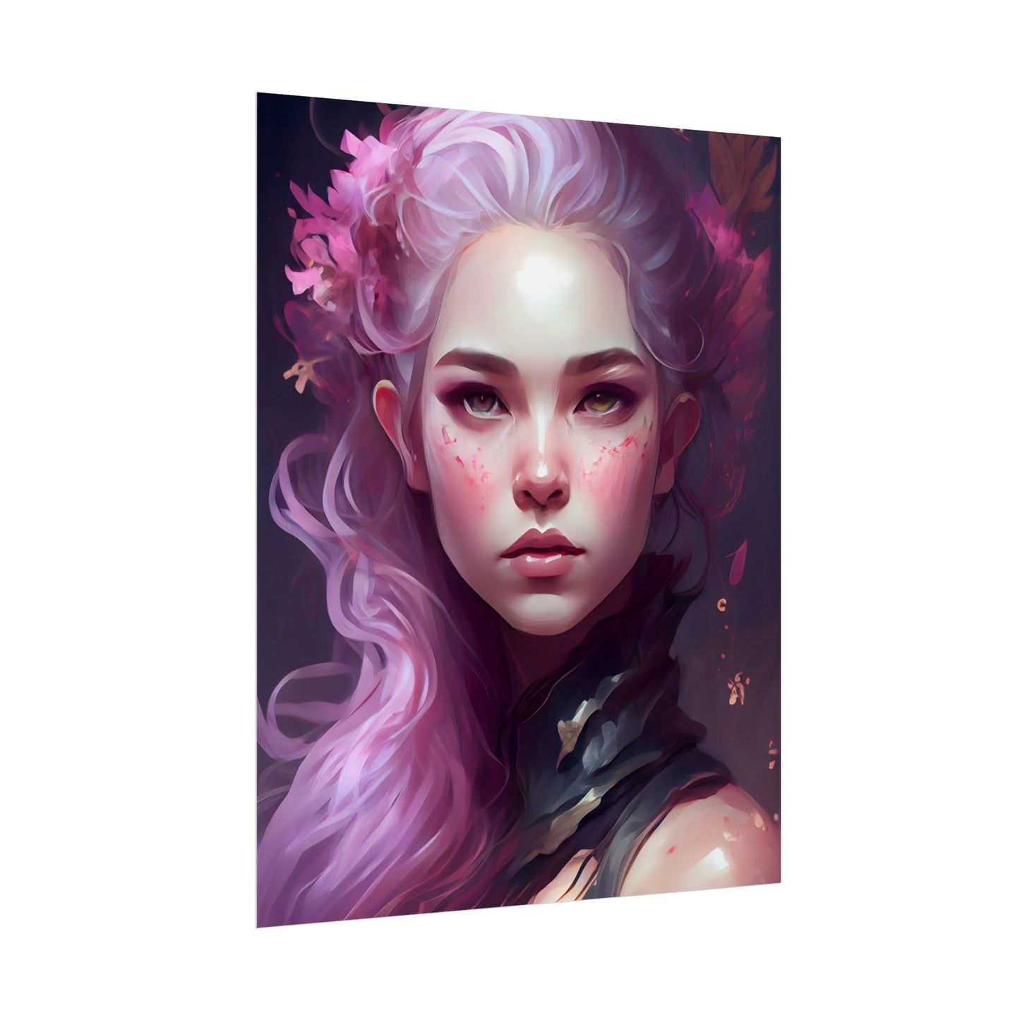 Astonishing Female Portrait with Pink Hair: Dre Artwork - Poster