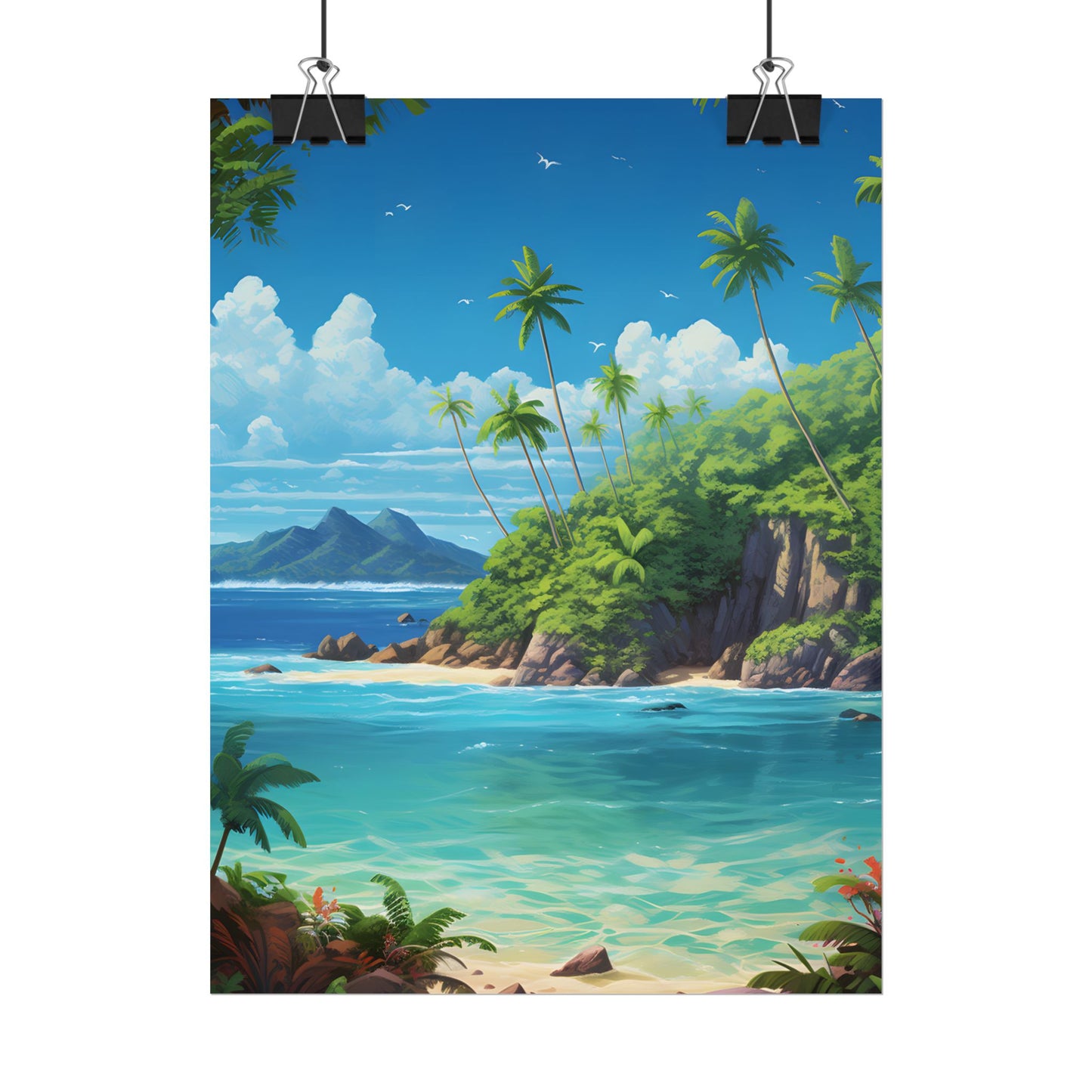 Tranquil Tropical Paradise: Calming Island Scene Art - Poster
