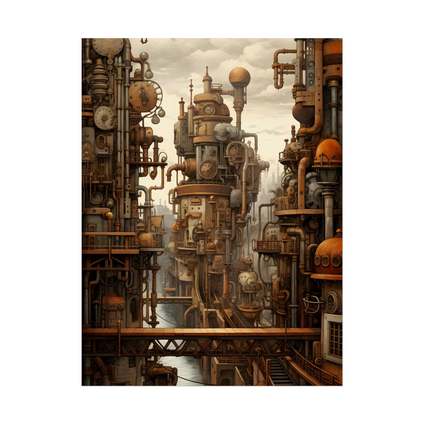 Steampunk Cityscape: Vintage Parisian Dreamscape - Poster