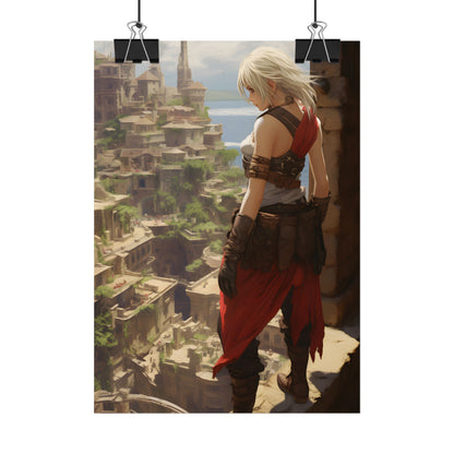 Dramatic Anime Female: Birds Eye View Illustration - Poster