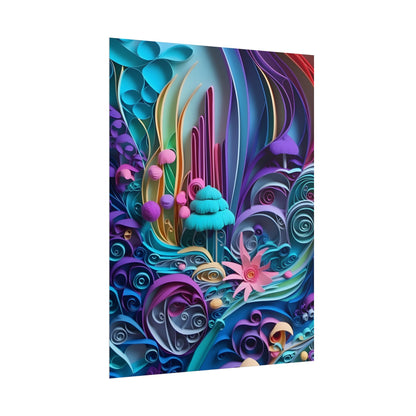 Vibrant Beach Landscape: Paper Quilling Artwork - Poster