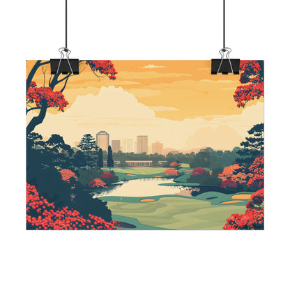 Retro-Style Augusta Georgia Golf Course: Vibrant Illustration Art - Poster