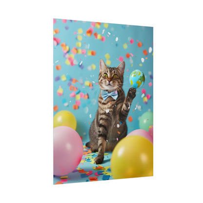 Whimsical Cat in Bow Tie: Close-Up Art Print - Poster