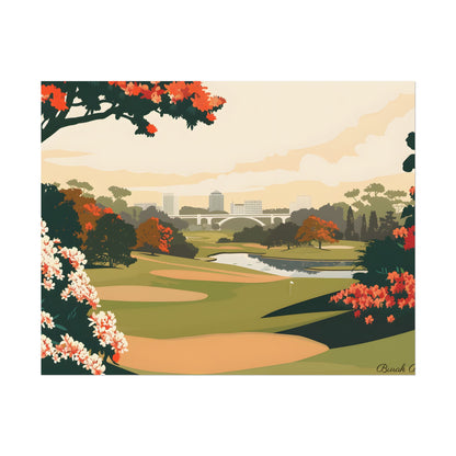 Retro Golf Illustration: Classic Course Art - Poster