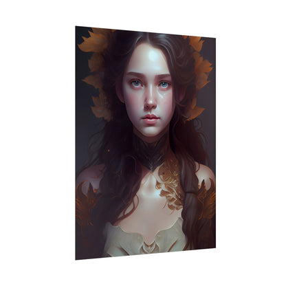 Brown Hair Female Portrait: Artistic Style Digital Art - Poster