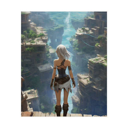 Dramatic Anime Female: Dynamic Birds Eye View Artwork - Poster