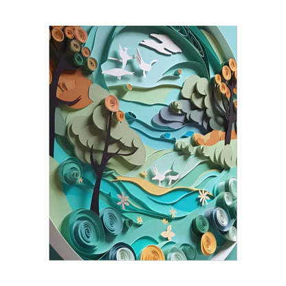 Eye-Catching Beach Landscape: Paper Quilling Art - Poster