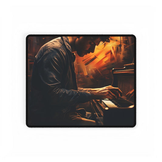 Mysterious Piano Nights: A Soulful Musical Artwork - Desk Mat