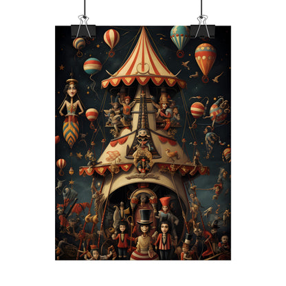 Whimsical Clockwork Circus: Fantastical Artwork in Vibrant Colors - Poster