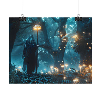 Whispers of Ancient Magic in a Moonlit Mystical Forest - Poster