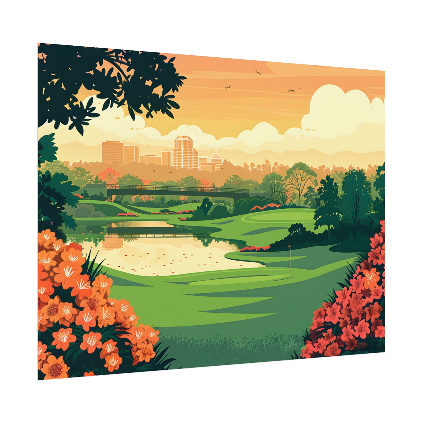 Retro Golf Illustration: Augusta National Georgia - Poster