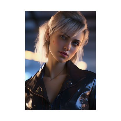 Cyberpunk Teenage Girl: Blonde Digital Art - Poster
