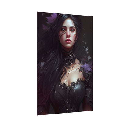 Striking Woman Portrait: Black Hair Artwork - Poster
