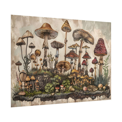 Vintage Mushroom Illustrations: A Collection of Unique Fungi - Poster