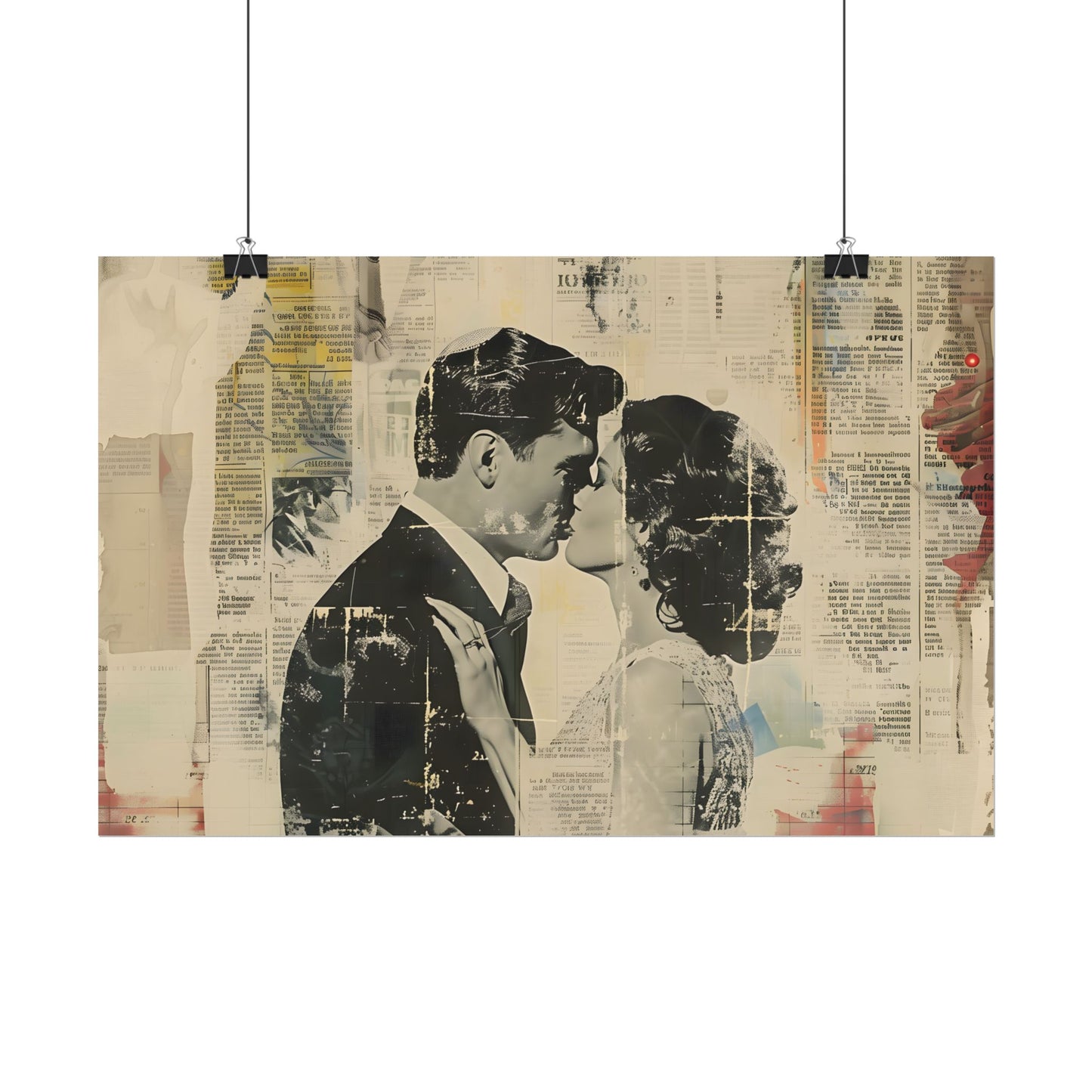 Vintage Romance: Celebratory Couple Art Poster - Poster