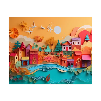 Epic Sunset Beach: Magical Paper Quilling Artwork - Poster