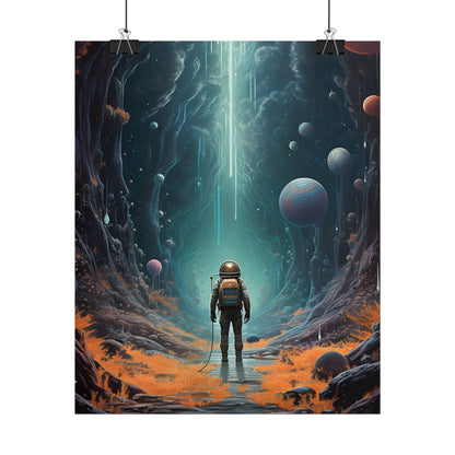 Futuristic Explorer: Sci-Fi Wilderness Encounter Digital Art - Poster