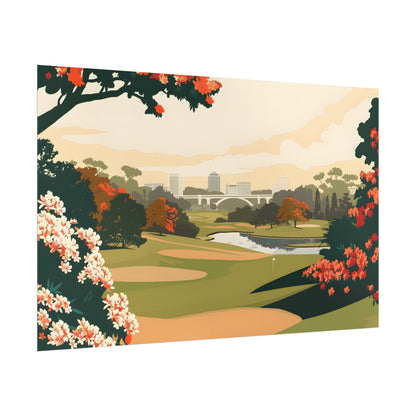 Retro Golf Illustration: Classic Course Art - Poster
